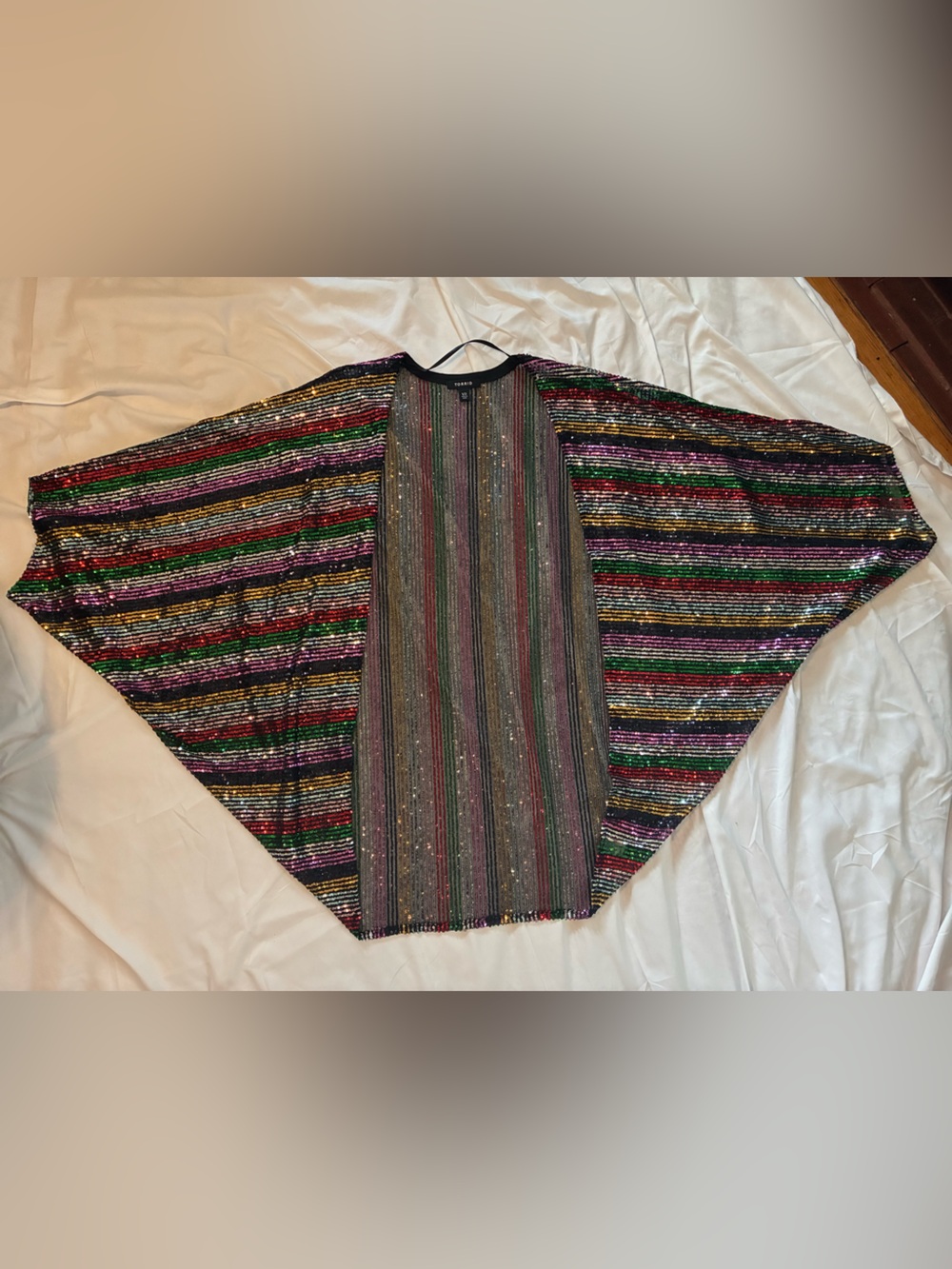 Torrid Multicolor Striped Sequin Dolman Jacket 1x/2x